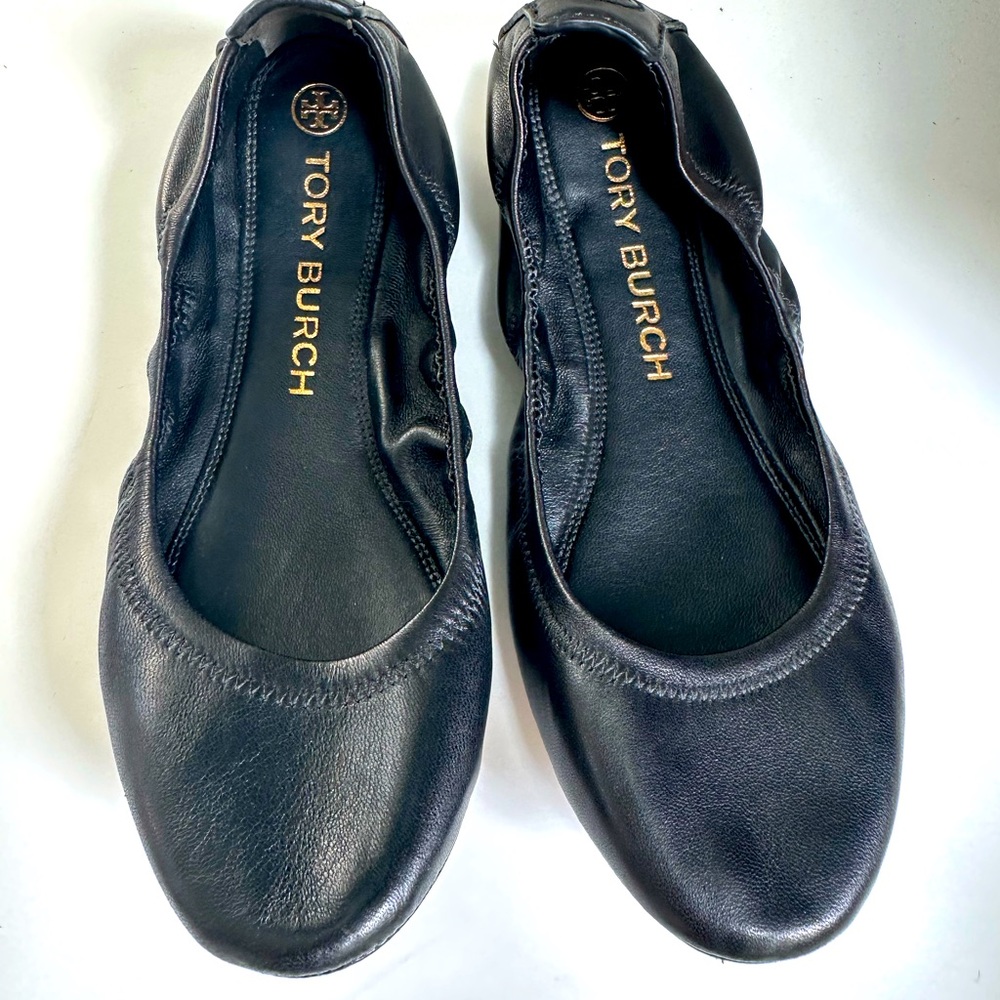 Tory Burch Black Leather Flats